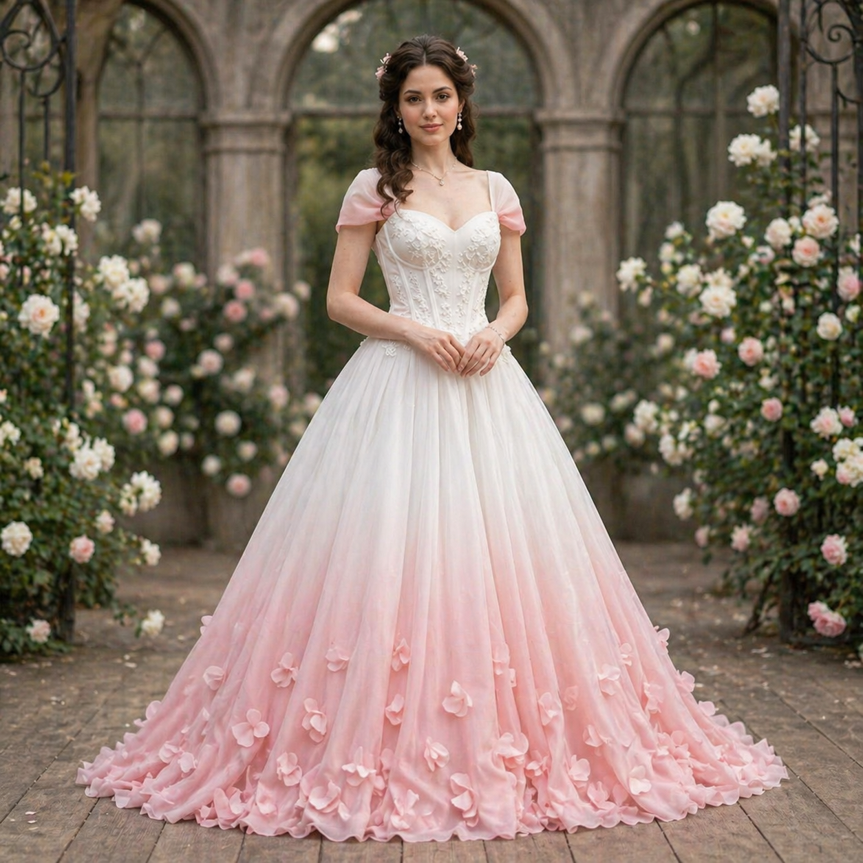Vestido inspirado en pétalos de rosas